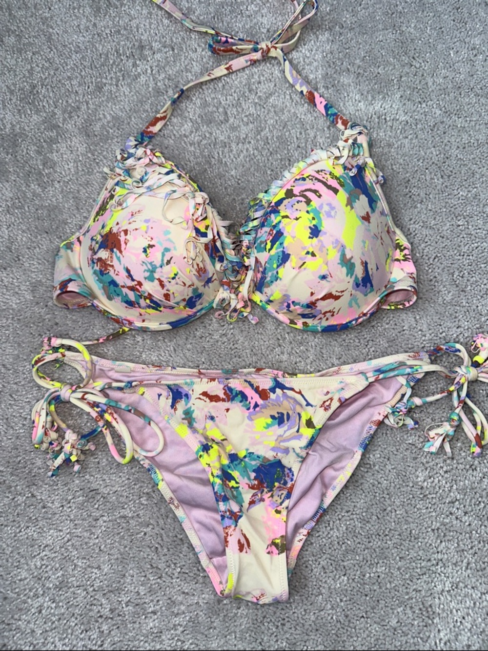 Victoria’s Secret Swim Fringe Fabulous Bikini Top 36C & The Teeny Bottom Small